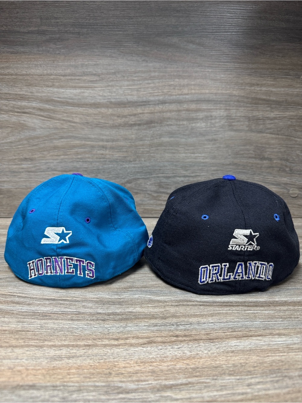 Vintage STARTER NBA fitted hats size 7 1/2 charlotte hornets and Orlando magic